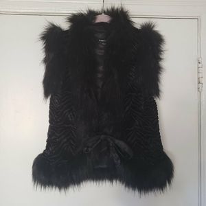 Bebe "Courtney" black textured faux fur vest